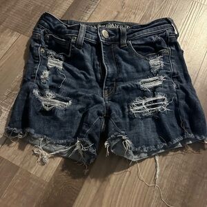 American Eagle Outfitters Dark Blue Ripped Jean Shorts